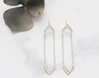 Delicate Silver Drop Chain Earrings