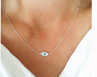 Silver eye necklace 925- Silver bracelet 925/000 protective eye, evil blue eye - 925 silver sterling evil eye collar