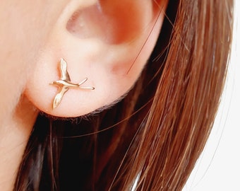 Gold swallow chips, 750/000 gold plated earrings