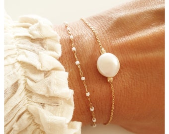 Gold plated freshwater cultured pearl bracelet 750/000