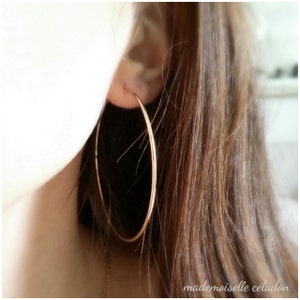 Creoles, 750/000 gold plated - Large hoop earrings, large 18 carat gold plated rings -Little Earrings hoop 750 gold plated