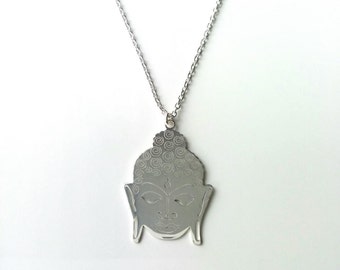 Collier argent 925/000, pendentif Bouddha - collier argent massif, symbole paix, sérénité - bijou femme argent massif 925 - silver 925