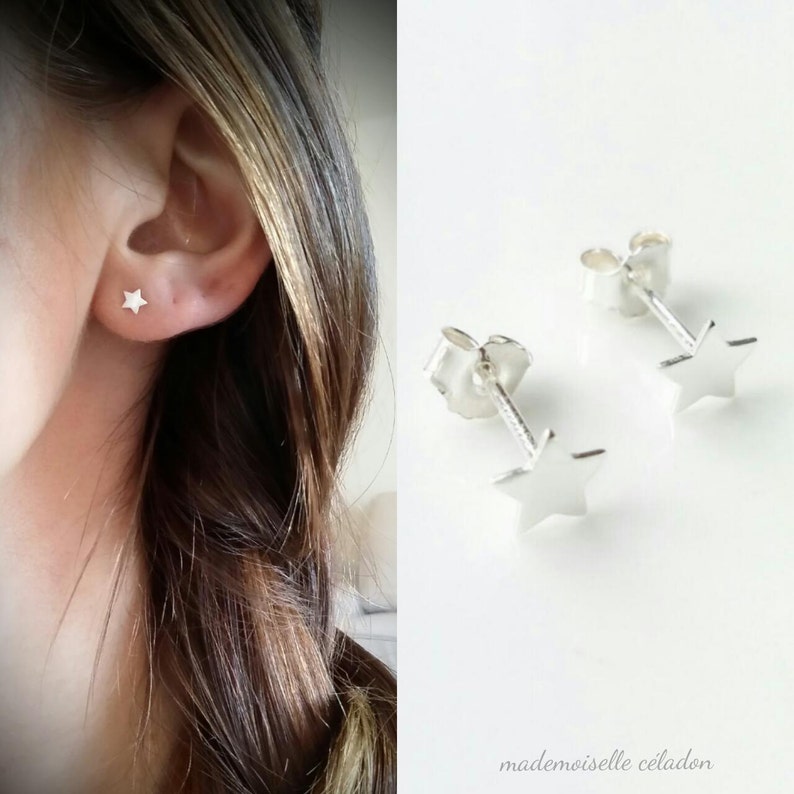 Boucles D'oreilles étoiles En Argent 925 - Attaches Vis, Hypoallergénique, Cadeau Fille Ou Femme