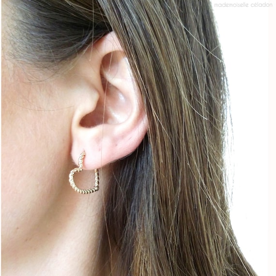 Boucles d'oreilles coeurs pendantes Plaqué or 750/000 3 Microns