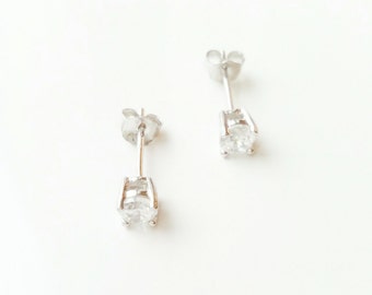 Solitaires argent 925/000 - boucles d'oreilles puces solitaires oxydes de zirconium - solitary 925 silver sterling earrings