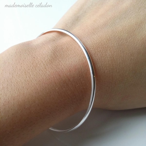 Bracelet jonc argent 925/000 - Jonc simple diamètre 6.2 cm - 925 silver sterling bracelet bangle