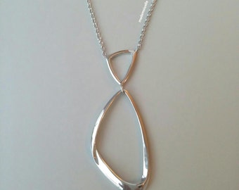 Ellipse pendant necklace - silver necklace 925/000 - adjustable waist - silver 925