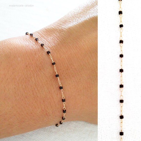 Sliding Chain Bracelet KITS Gold: Black Beads - Capital City Beads