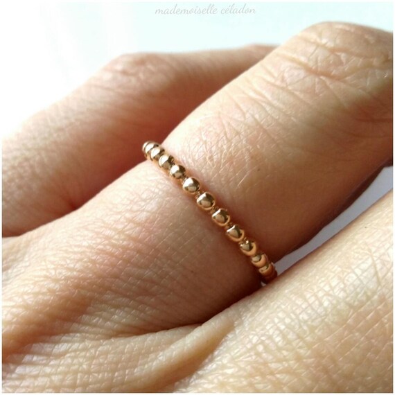 ALLIANCE MOTIF BOULES ANNEAU BAGUE PLAQUÉ OR 750//000