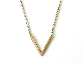 Collar triangle, pointe - gold-plated 750 millemes/18 carat - adjustable size - 750 gold plated triangle necklace