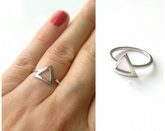 Ring silver triangle 925/000 - solid silver ring 925 motif geometric, minimalistic, triangle - Triangle solid silver 925 ring