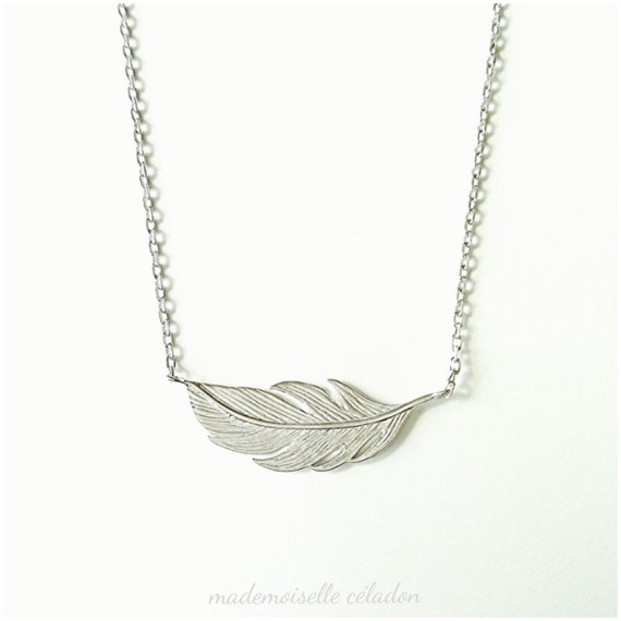 collier argent plume collier argent plume
