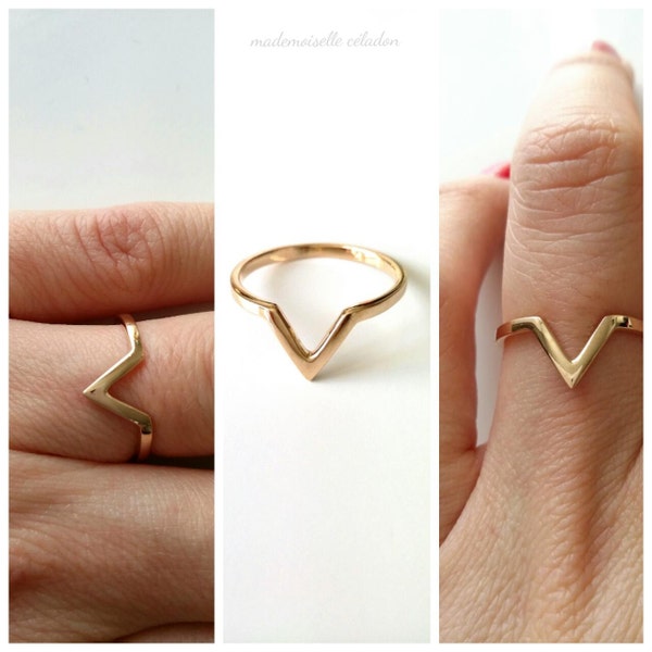 Tip 750/000 - triangle ring gold plated ring, gold - minimalist geometric gold plated 18 k - Geometric ring 750 gold plated ring