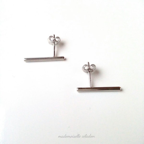 Boucles d'oreilles traits argent 925 - boucles d'oreilles petits traits, bâtons, tiges - stick earrings 925 silver