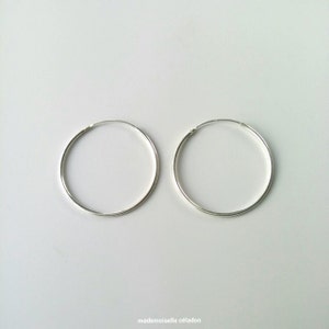 Hoop earrings, rings, earrings - Silver 925 - 30 mm in diameter - large hoop earrings - silver sterling 925