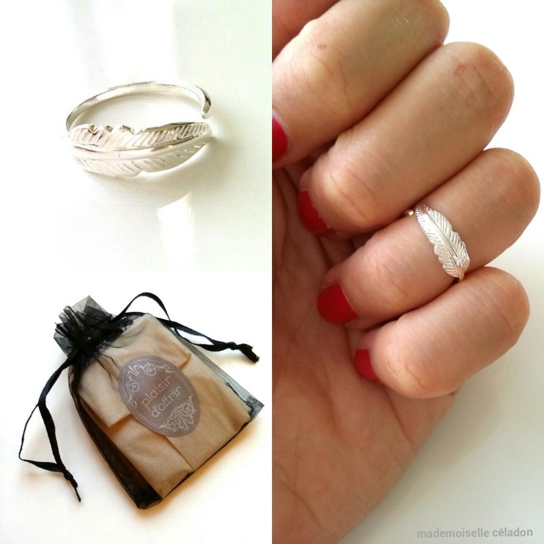 Bague phalange plume argent 925 bout de doigt bague motif ...