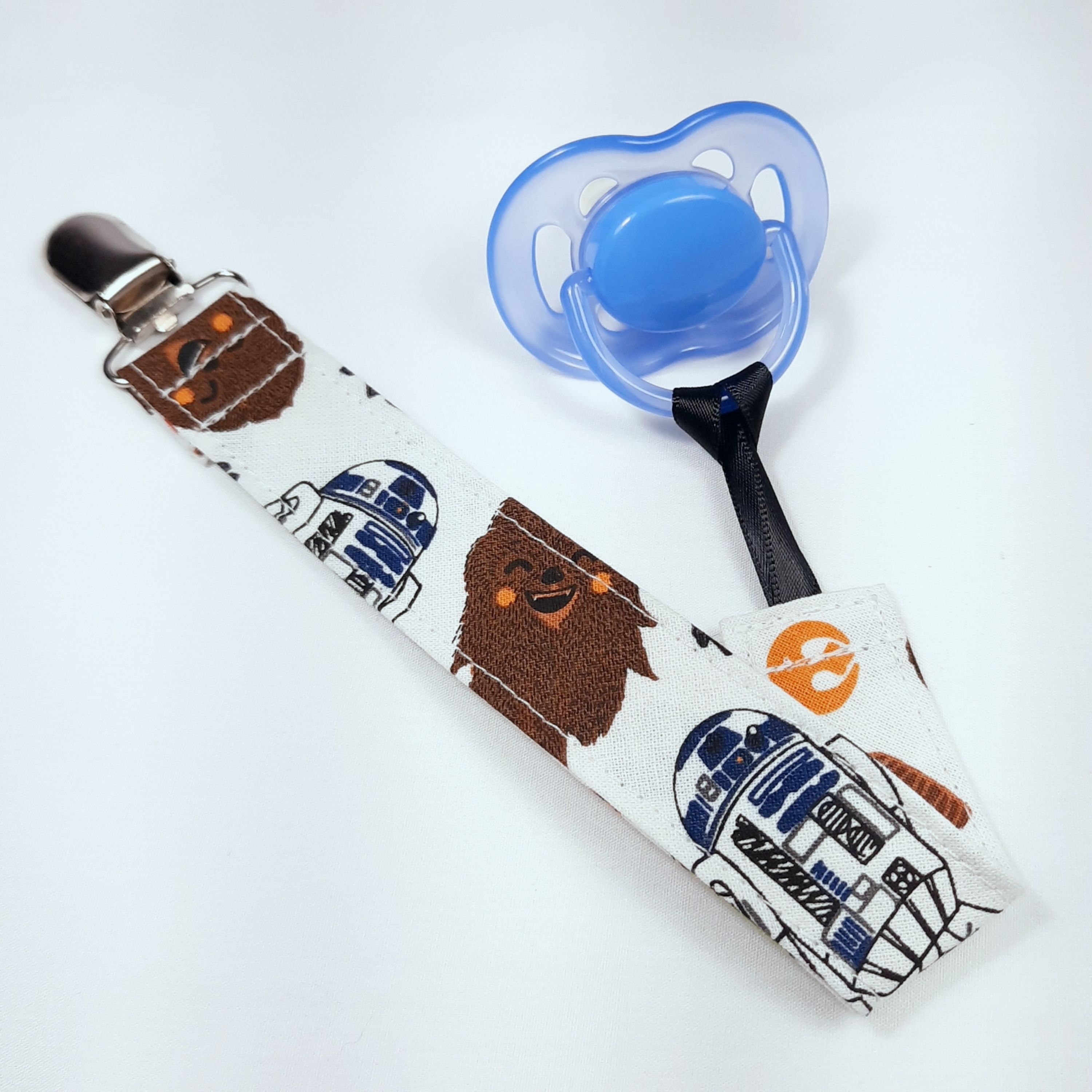 Pacifier Clip Made From Star Wars Chewbacca R2D2 Fabric Etsy