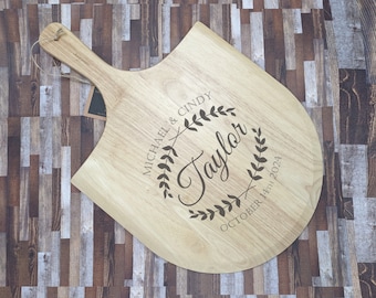Palette à pizza personnalisée, épluche à pizza en bois d'acacia gravé, planche à découper à pizza personnalisée, cadeau pizza personnalisé pour la fête des mères