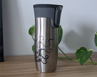 Mug de voyage personnalisé, 16 oz. Contigo Westloop Tumbler isolé, tasse à café en acier inoxydable gravée sur mesure, tasse monogrammée