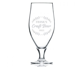 Personalized Craft Beer Glass, Custom 16 oz. Craft Beer Pint Glass, Laser Engraved Groomsman Gift