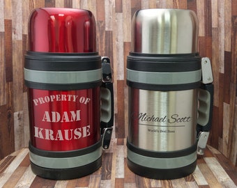 Personalized Thermos - 32 oz. - Vacuum Insulated Stainless Steel - 100% Spill Proof - Personalized Gift, Laser Engraved, Father's Day Gift