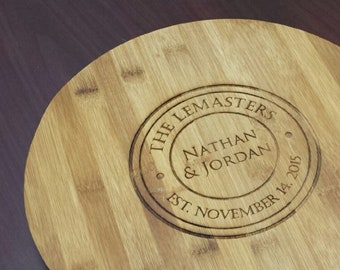 Engraved Lazy Susan, 12.6" Personalized Bamboo Wood Turn Table, Custom Table Spinner, Home Décor Gift