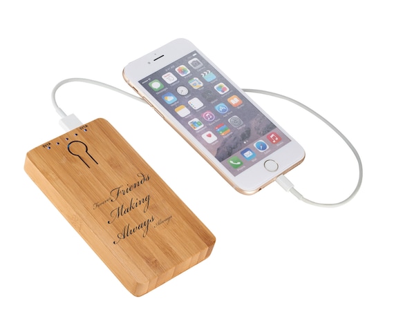 Personalized Power Bank, Laser Engraved Bamboo Power Bank, Custom