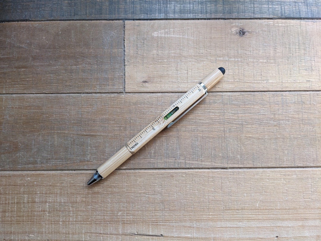 Bamboo Utility Pen With Stylus, Ruler, Level & Screwdriver, Custom Wood ...