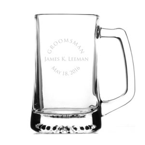 Regalo de padrino personalizado 15 oz. Jarra de cerveza, jarra de cerveza de cristal personalizada, regalo de fiesta de boda grabado con láser, regalo para novio