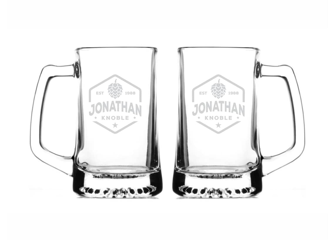 Personalized Sports Beer Mug Set of 2 Custom 15 Oz. Glass Etsy