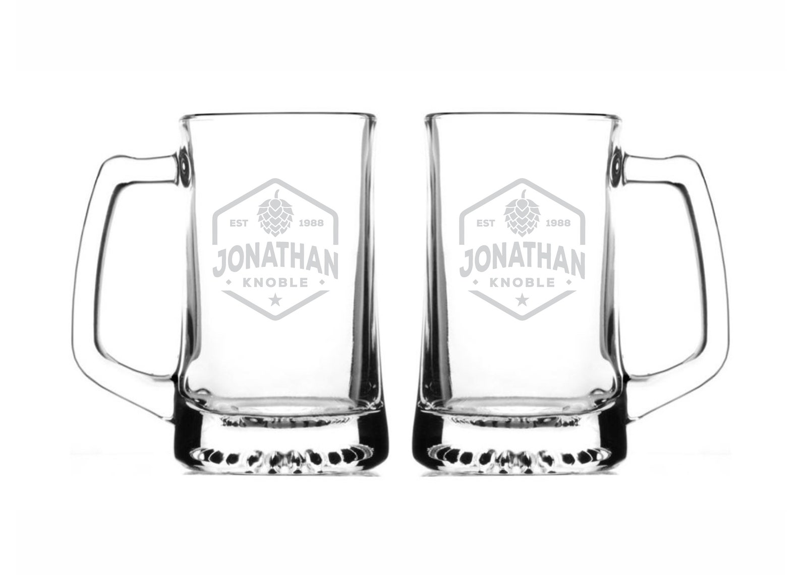 Personalized Sports Beer Mug Set of 2 Custom 15 Oz. Glass Etsy