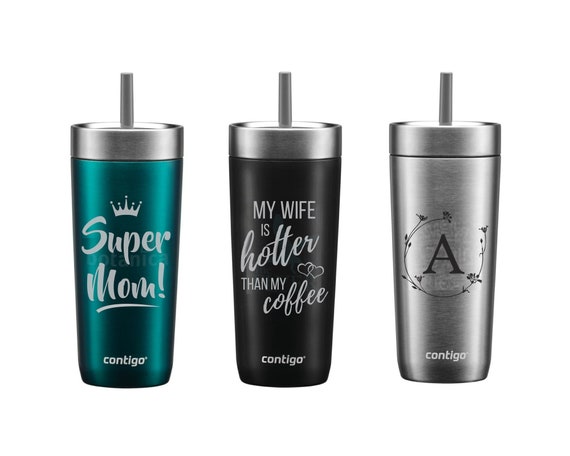 Personalized Tumbler With Straw, Contigo Luxe 18 Oz Travel Tumbler