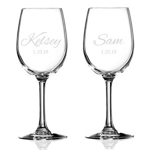 Personalized Wine Glasses, Set of 2 Laser Engraved Custom Bridesmaids Glasses, Wedding Gift, Monogram Wine Glass, Gift for Girlfriend image 2