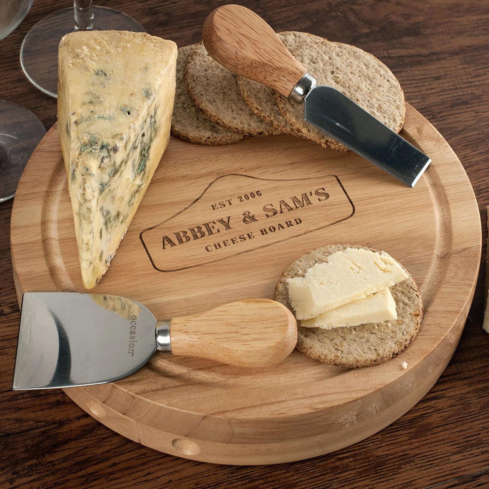 Personalized Cheese Board Set Laser Engraved Wood Cutting Etsy