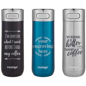 Personalized Travel Mug, 14 oz. Contigo Luxe Insulated Tumbler, Custom Engraved Stainless Steel Coffee Mug, Father's Day Gift