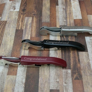 Personalized Corkscrew, Laser Engraved Stainless Steel Wine Opener, Custom Groomsman and Bridesmaid Gift, Bulk Wedding Gifts