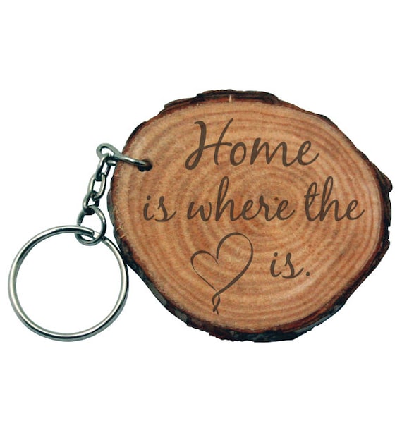 Personalized Natural Wood Key Chain Engraved Raw Edge Wood Slice Housewarming Gift Small Gift Wedding Gift Favors Etsy