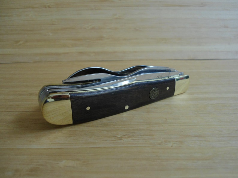 Personalized Pocket Knife Utensil Set made with Dark Wood & Etsy