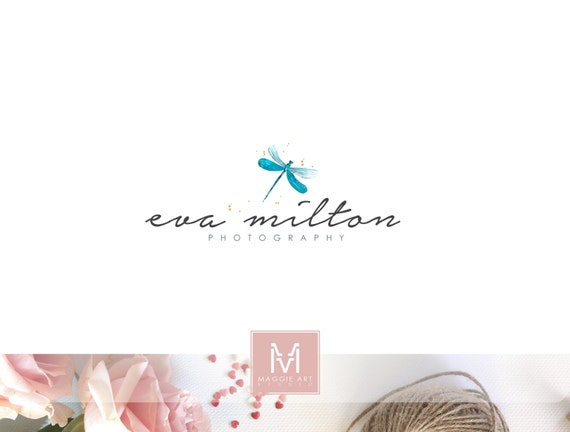 Dragonfly Logo Design Boutique Logo Watercolor Logo Etsy