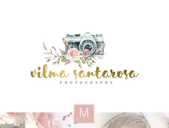 Camera Logo Watercolor Logo Peonies Logo Photography Logo Etsy