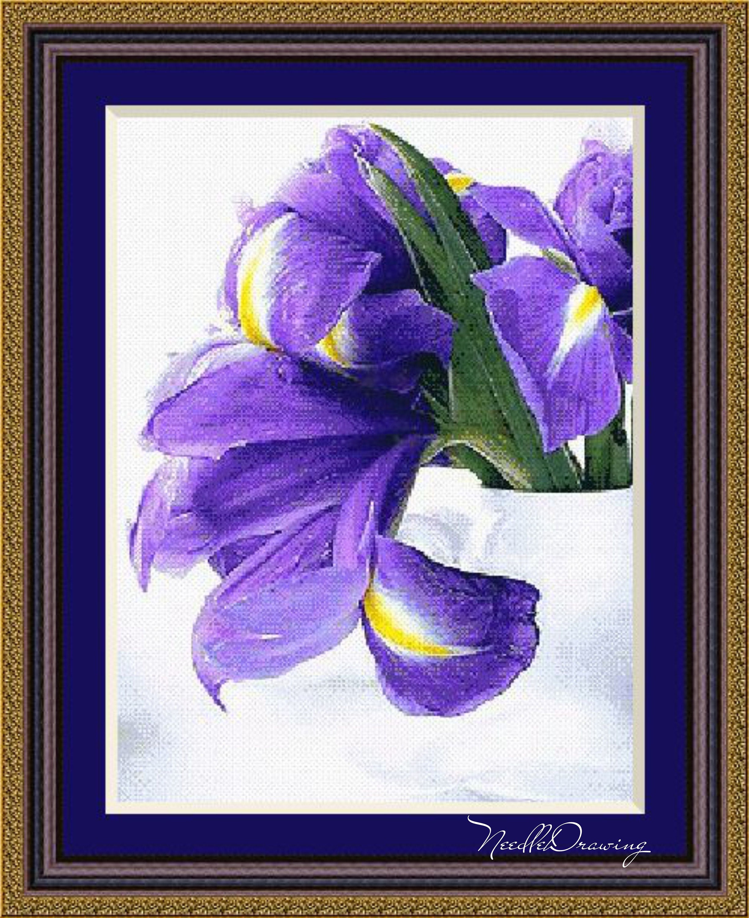 PURPLE IRISES Flowers Cross Stitch Pattern Embroidery cross Etsy