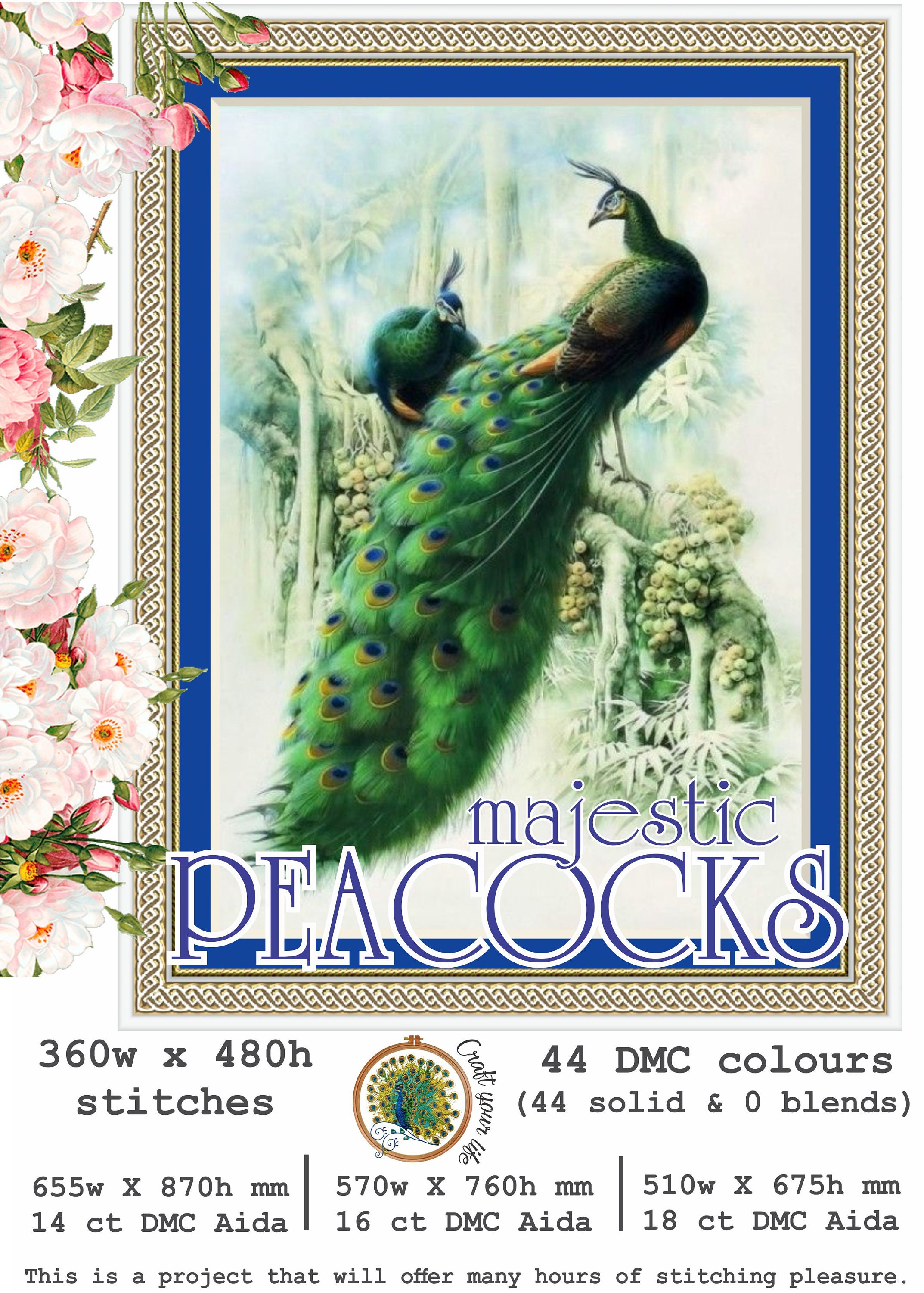 Majestic Peacocks Cross Stitch Pattern Embroidery cross stitch Etsy