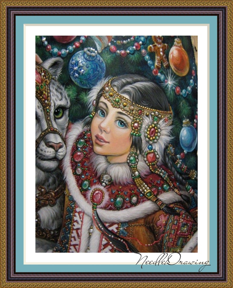 Snow Maiden Lady Fantasy Craft cross stitch pattern Counted cross stitch pattern PDF Cross chart
