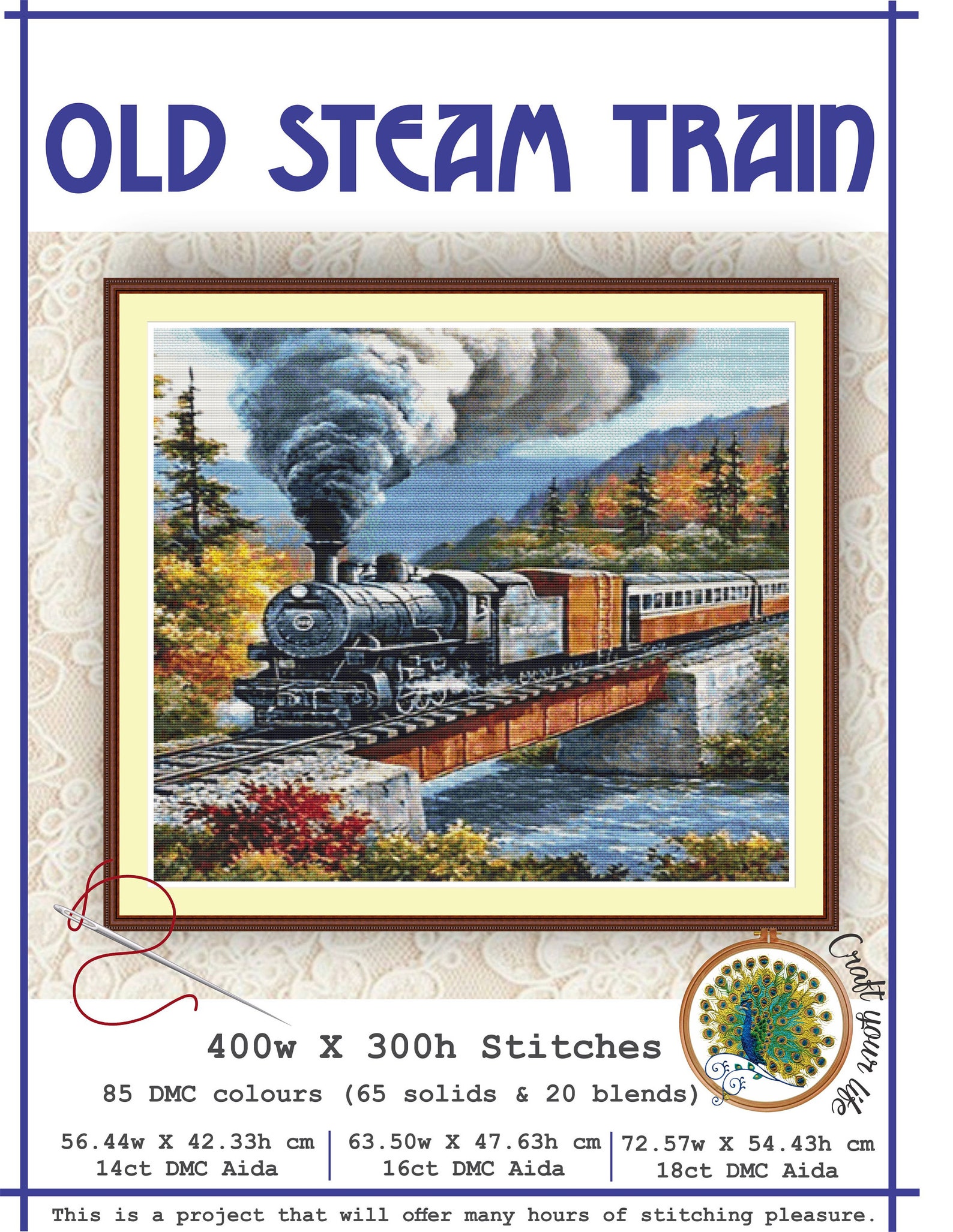 Old steam train Cross Stitch Pattern Embroidery cross stitch | Etsy