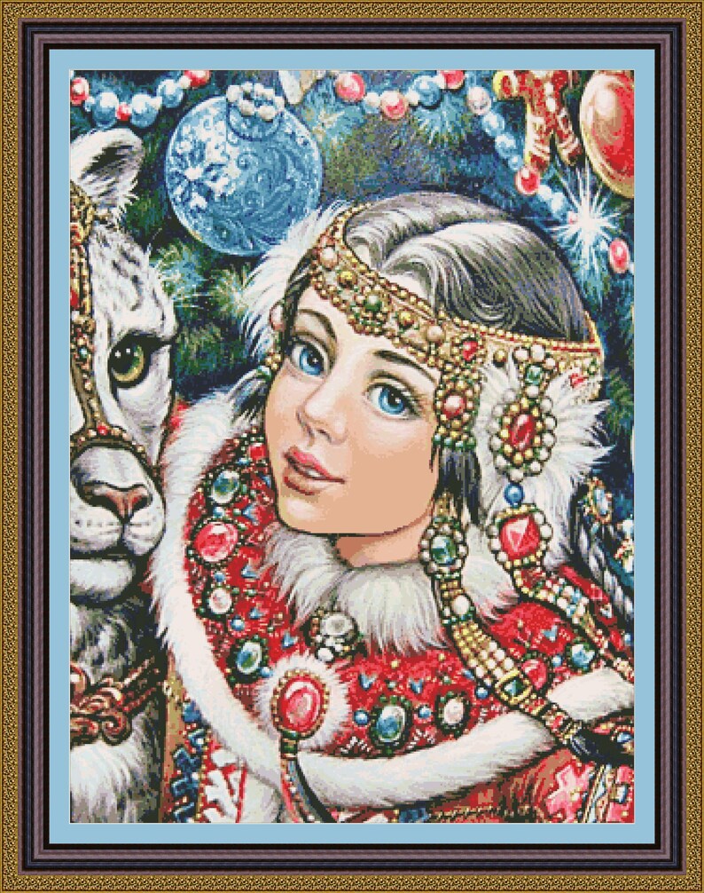 Snow Maiden Lady Fantasy Craft cross stitch pattern Counted cross stitch pattern PDF Cross chart