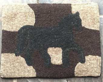 Primitive Horse Hooked Rug