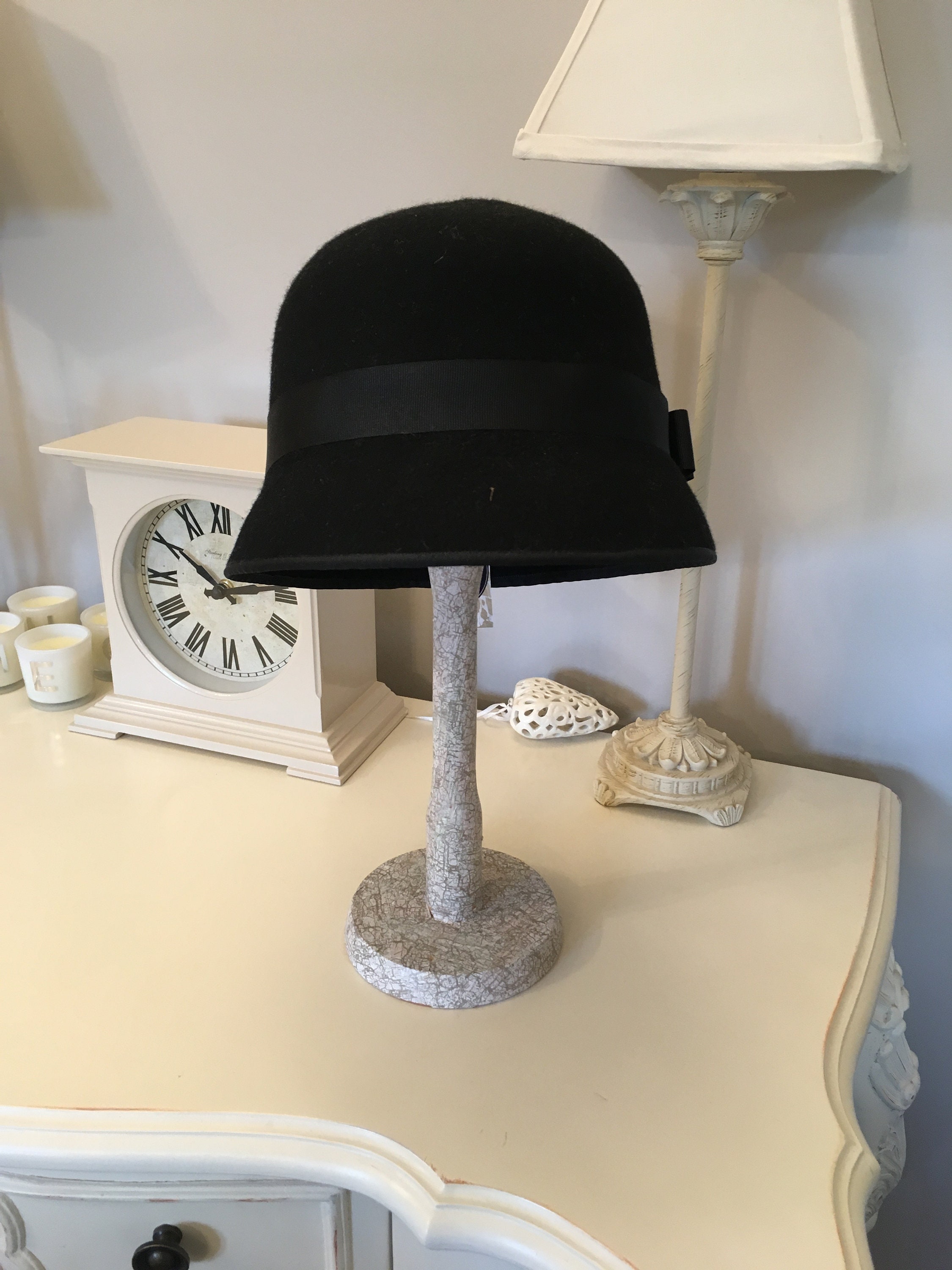 Black Wool Felt Cloche Hat | Etsy UK