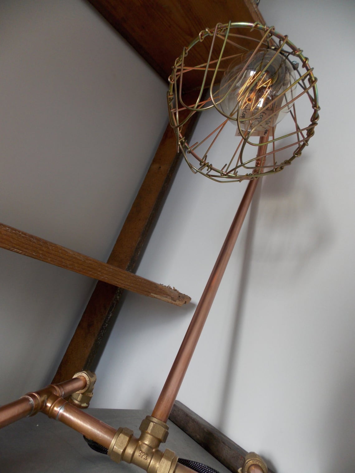 Copper Industrial Table Desk Lamp With Vintage Brass Cage. Etsy