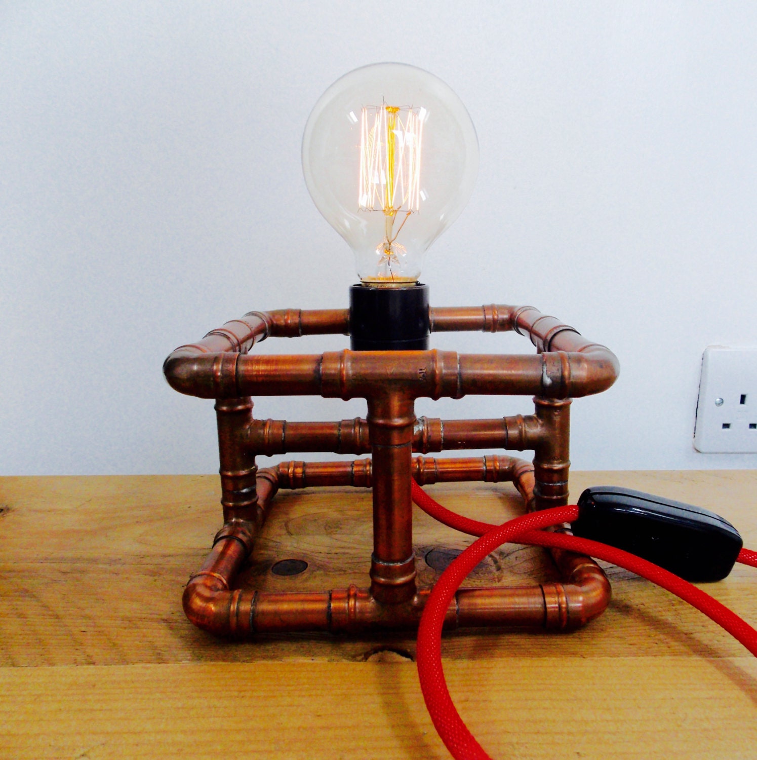 Otto Copper Industrial Table Desk Lamp Light in Its Raw Copper Form Etsy