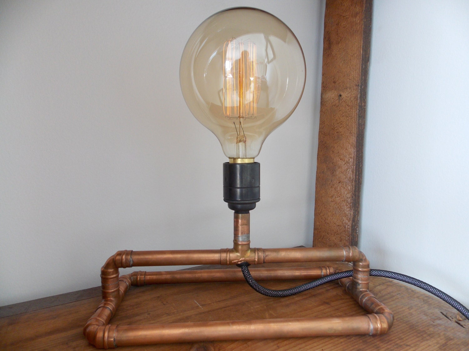 A Hector Copper Industrial Table Desk Lamp Light From Recycled Etsy